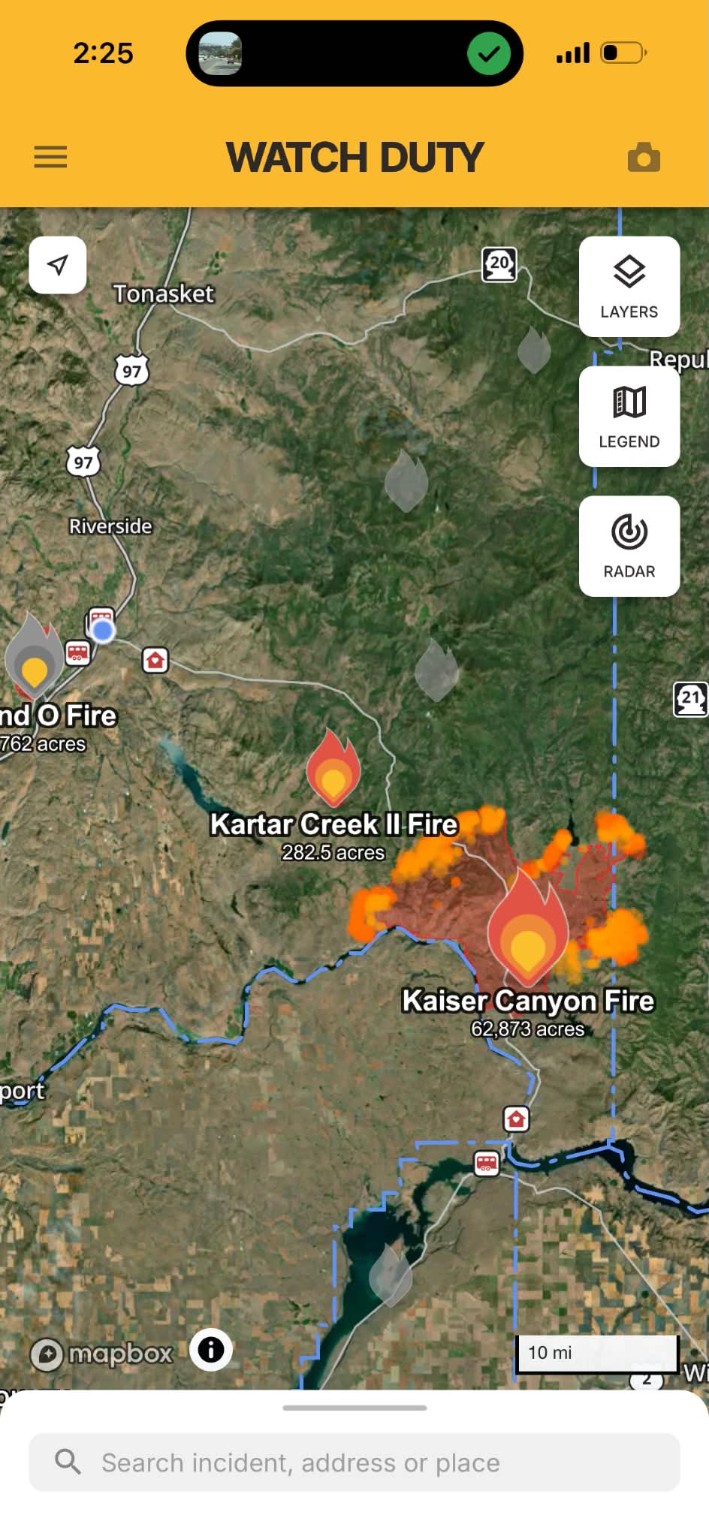 Wildfire perimeter map